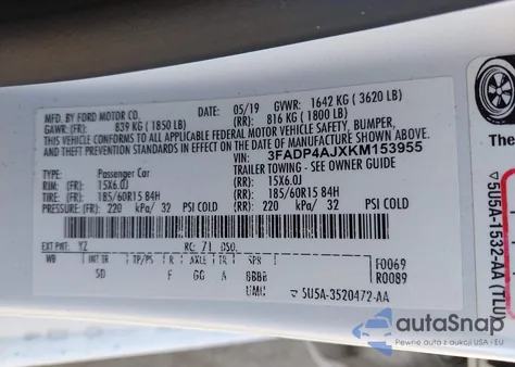 2019 Ford Fiesta S from USA, damaged, VIN 3FADP4AJXKM153955